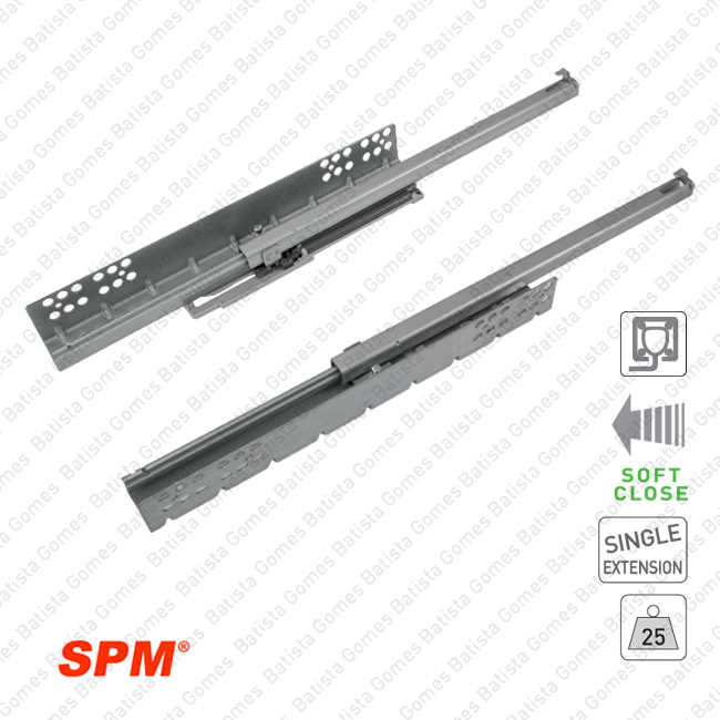 Corredi�as ocultas com Soft-Close para gavetas / Extra��o parcial / 25Kg